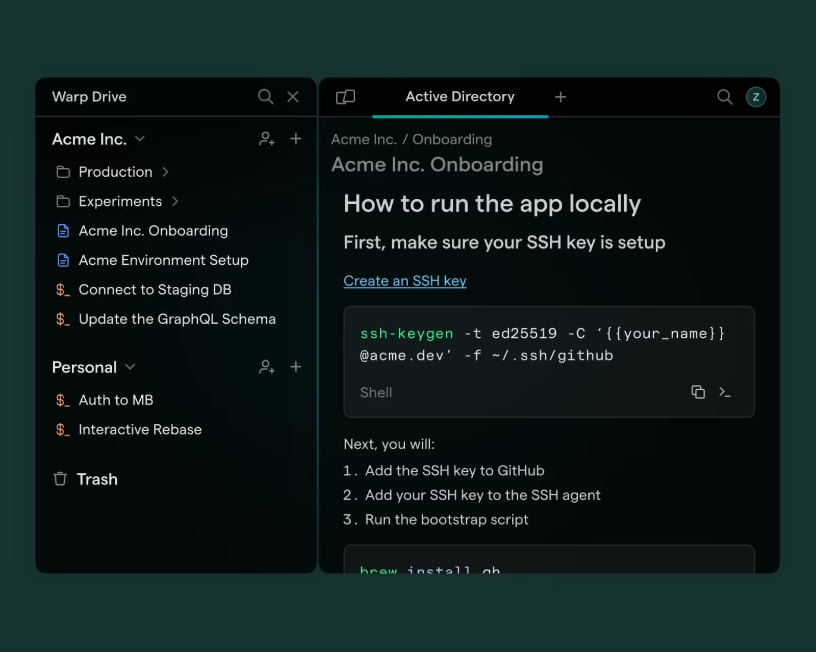 Warp Drive: Keep notebooks and workflows in your terminal | Warp