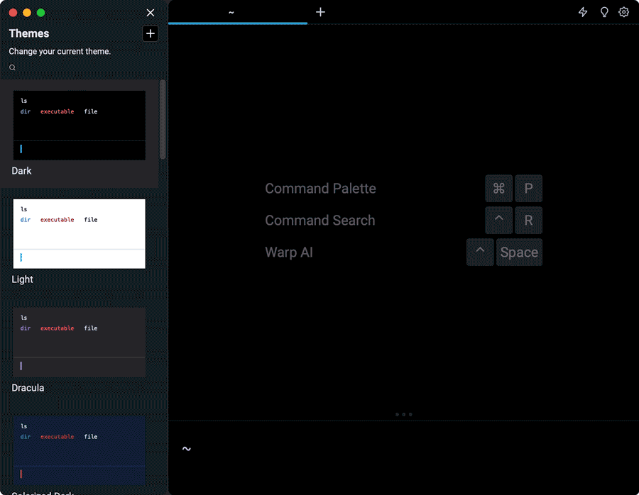 Warp generating a custom theme from an image