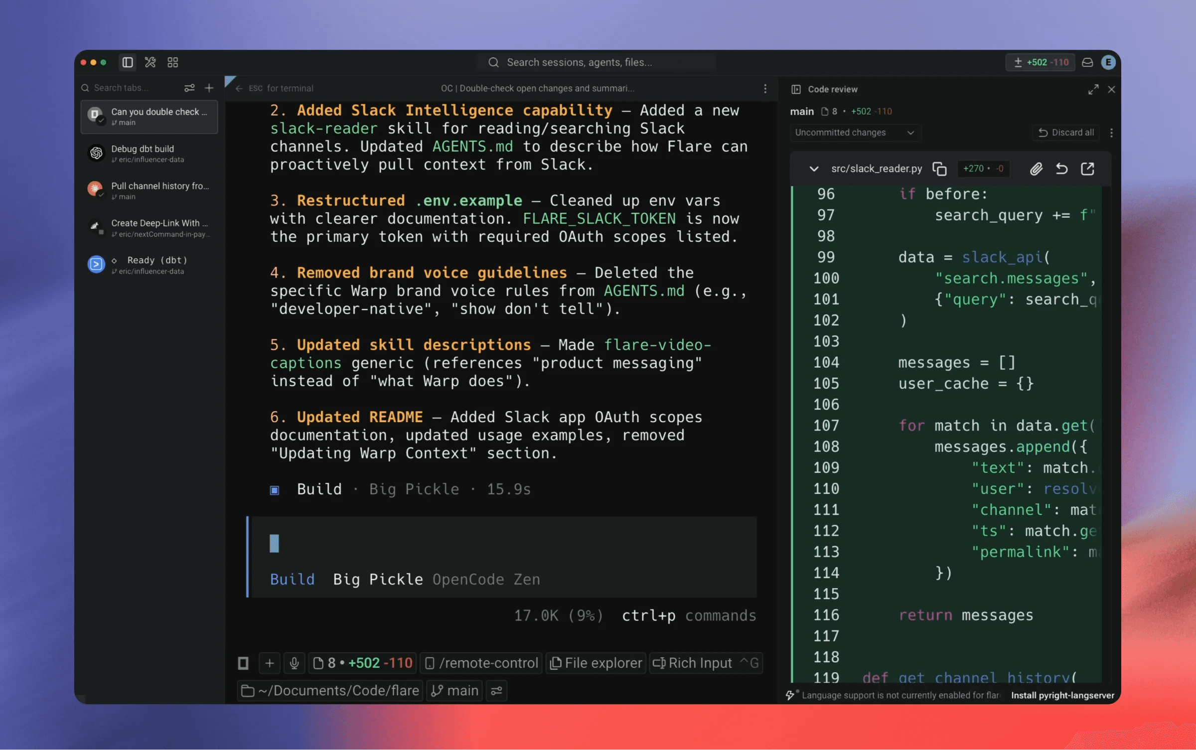 OpenCode in Warp